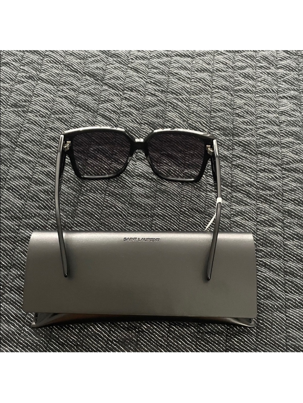 Saint Laurent Black Square Sunglasses with Gradient Gray Lenses - Picture 10 of 11